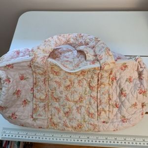 Handcrafted Pink Floral/Paisley Duffle Quilted Fabric Shoulder Bag, Made in USA